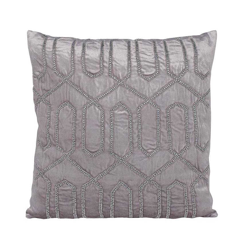 Подушка с бисером "Геометрия" серебро 70SW-1531