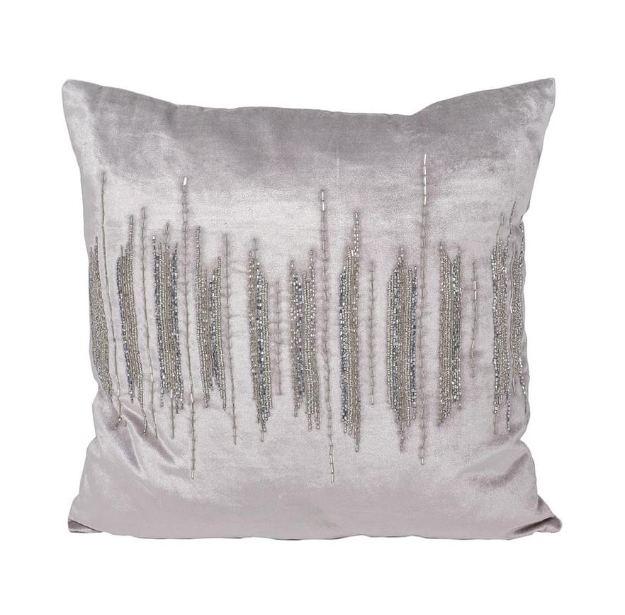Подушка с бисером "Линии" серебро 70SW-26109