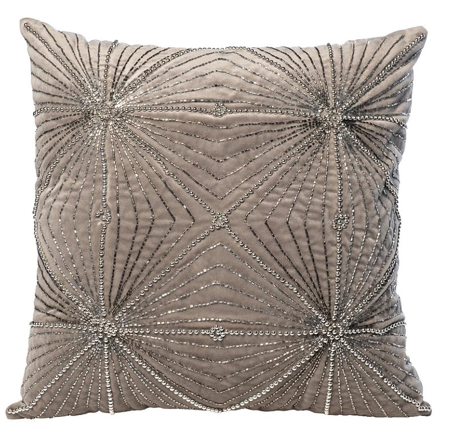 Подушка с бисером "Лучи" серебро 70SW-20306