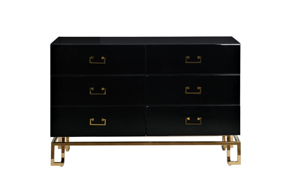 Комод черный 6 ящиков 120*42*82см