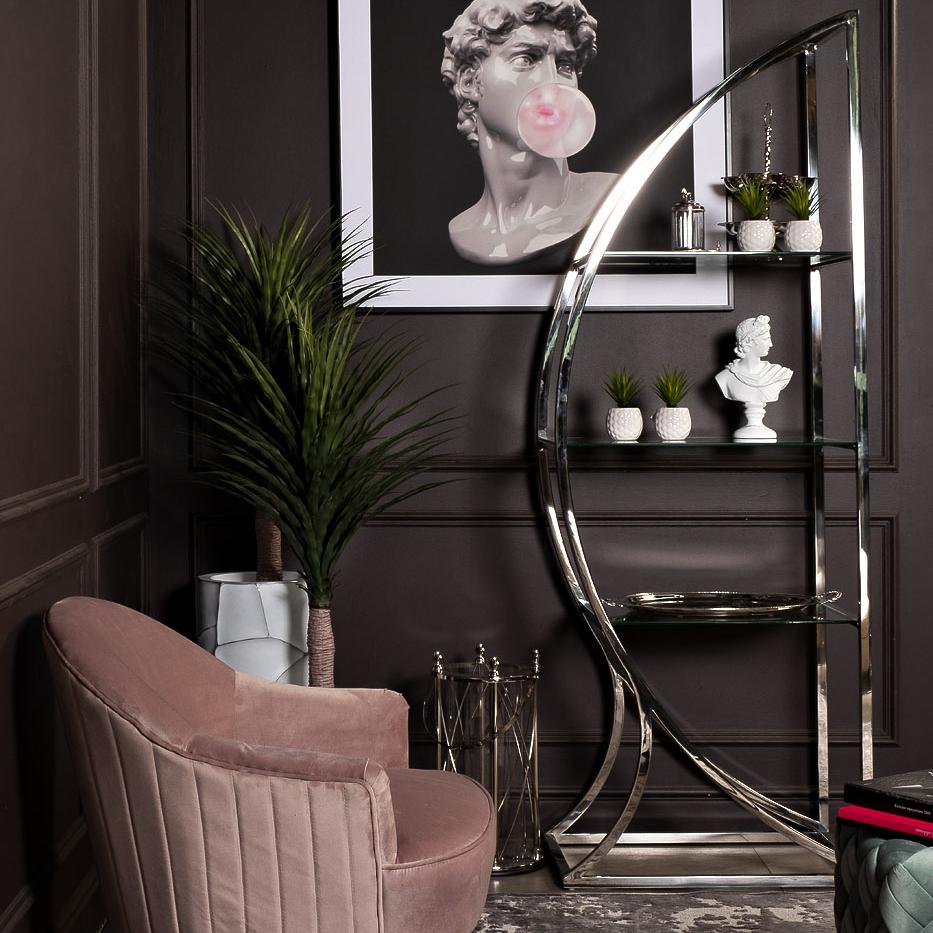 Стеллаж "Полусфера" прозрачное стекло/хром KFG087