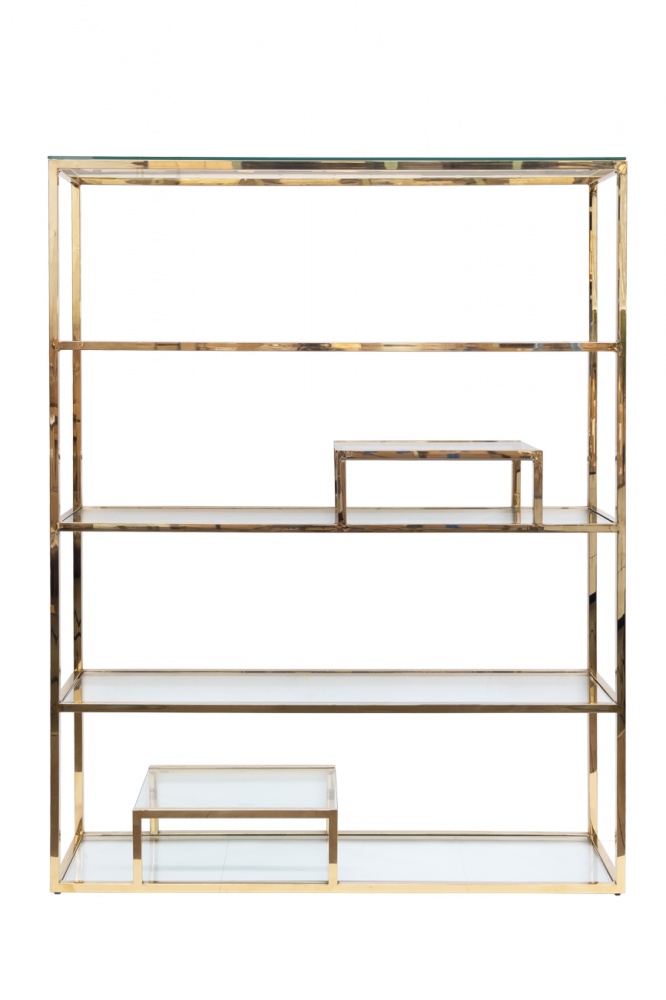 Стеллаж стекло прозр./золото 140*38*180 см