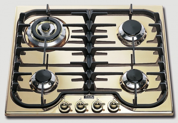 Газ вар панель ILVE H 60-CNV/O brilliant brass, (ручки латунь),