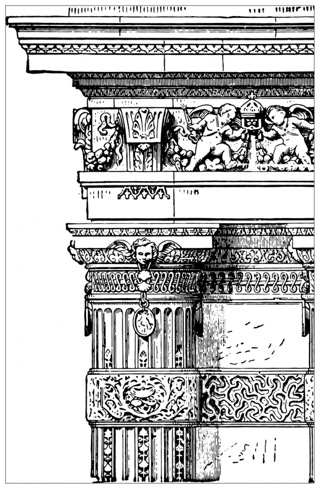 Постер "Портик" 70х100см,паспарту,багет алюм.черн.