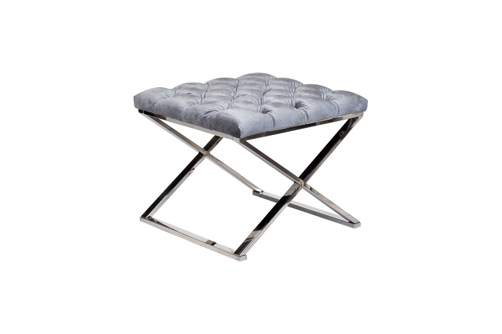 Банкетка велюр серый/хром GY-BEN8008-GR