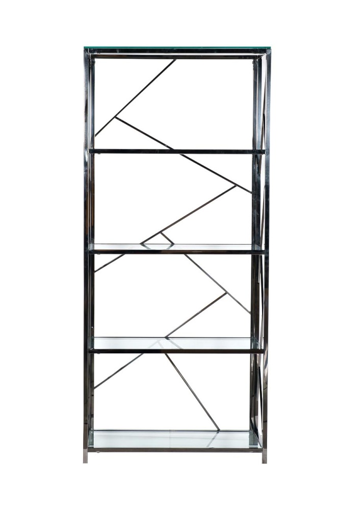 Стеллаж с прозрачным стеклом / хром GY-SH8711BL