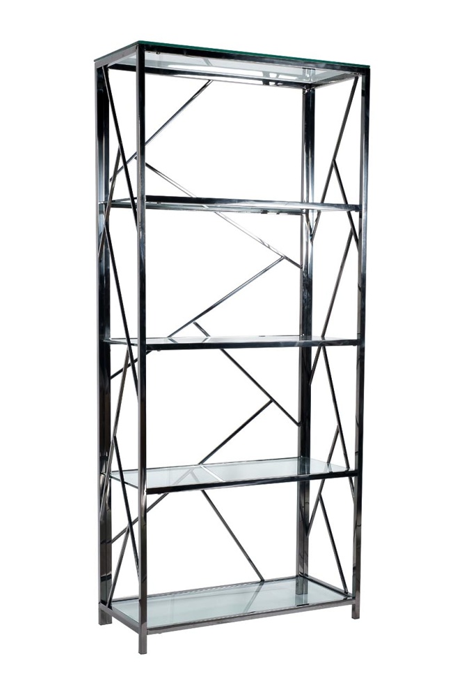 Стеллаж с прозрачным стеклом / хром GY-SH8711BL