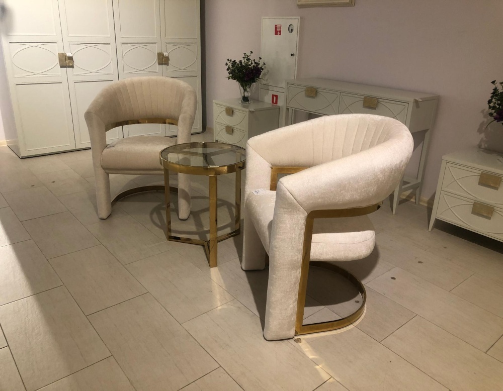 Стул велюровый кремовый/золото GY-DC8386GOLD-CR